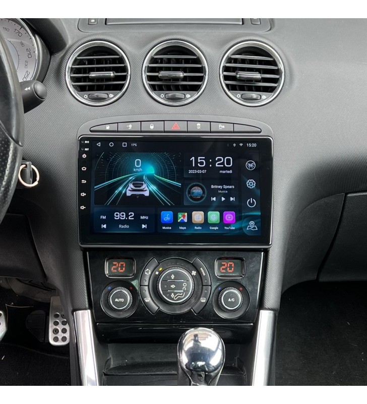 Autoradio Android Peugeot 308 2007-2013 Apple CarPlay 10 pollici