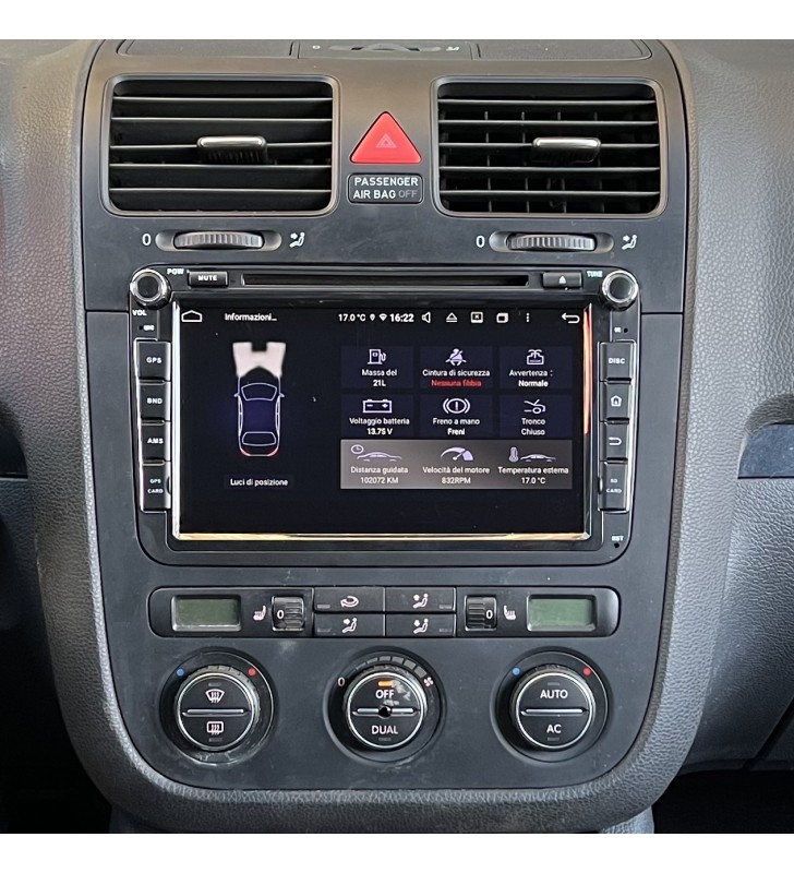 Autoradio Android Volkswagen Golf 5 1K 2003-2008 Apple CarPlay 8 pollici